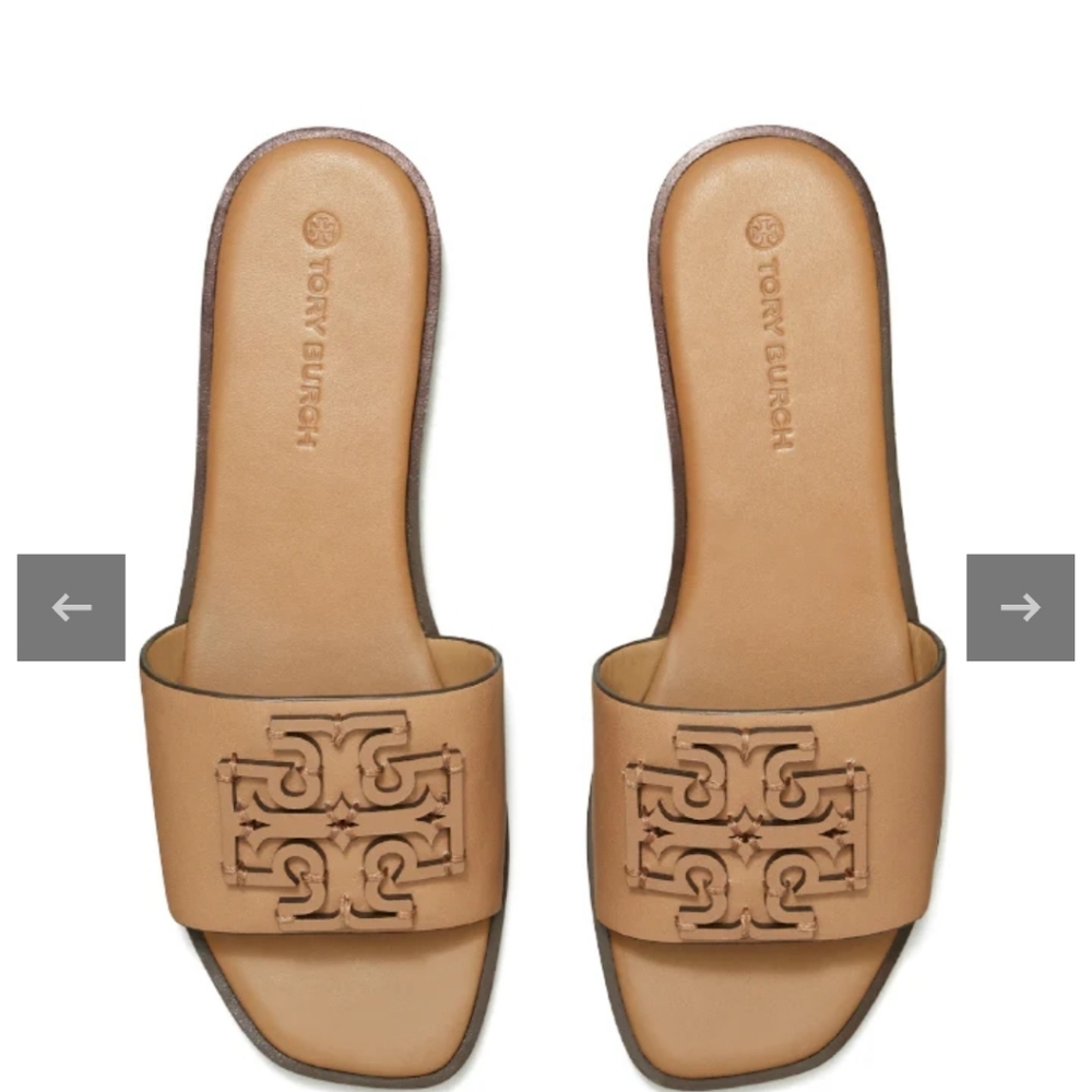 Tory Burch Miller Leather Slide Sandals in Tan